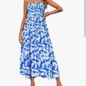 Blue and White Floral Maxi Dress